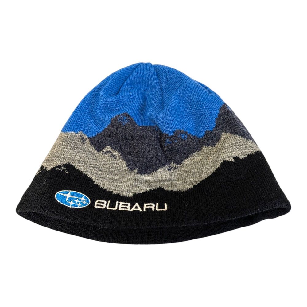 SUBARU BRUCE TITUS Official Mountains Beanie Black Hat Winter Fleece Lined